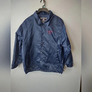 U S. Polo Assn. vintage women's jacket size L, blue/red accents pockets snaps
